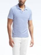 Banana Republic Mens French Terry Polo - Cerulean Blue