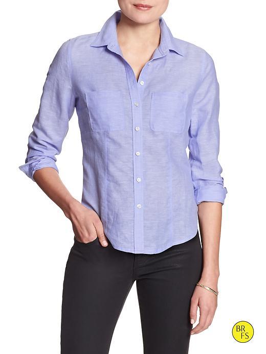 Banana Republic Factory Soft Wash Shirt Size L Petite - Cornflower Blue