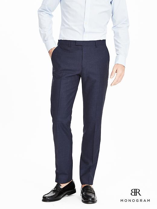 Banana Republic Mens Monogram Navy Wool Silk Linen Suit Trouser Size 34w 36l Tall - Navy