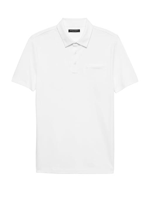 Banana Republic Mens Slim Luxury-touch Performance Polo Shirt Optic White Size Xs