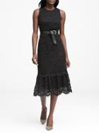 Banana Republic Womens Petite Lace Midi Dress Black Size 0