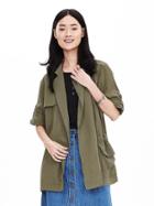 Banana Republic Drapey Drawstring Jacket Size L Petite - Tigers Eye Green