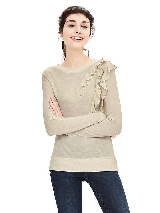 Banana Republic Womens Ruffle Trim Sweatshirt Size L - Foil