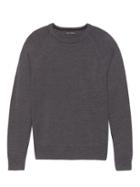 Banana Republic Mens Italian Merino Crew Sweater-neck Raglan Sweater Charcoal Gray Size L