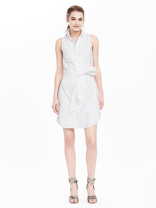 Banana Republic Sleeveless Cotton Oxford Shirtdress Size 0 Petite - White