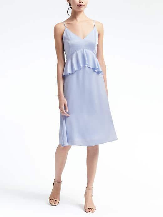 Banana Republic Womens Strappy Peplum Waist Midi Dress - Hyacinth Blue