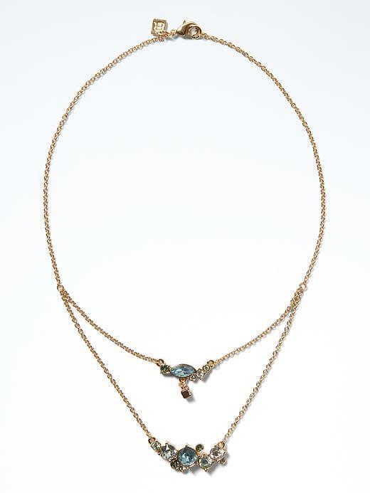Banana Republic Delicate Color Cluster Built In Necklace - Fresh Aqua