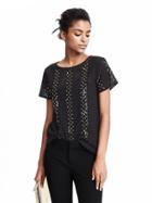 Banana Republic Womens Embellished Eyelet Tee Size S - Black