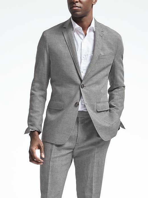 Banana Republic Mens Heritage Slim Gray Wool Linen Suit Jacket - Light Gray