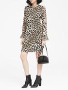 Banana Republic Womens Leopard Print Ruffle-cuff Shift Dress Leopard Print Size 4