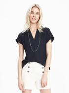 Banana Republic Womens Short Sleeve Vee Top Size M - Preppy Navy