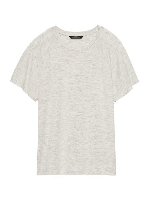 Banana Republic Womens Soft Stretch Flutter-sleeve T-shirt Heather Light Gray Size Xl