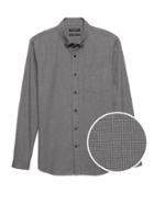 Banana Republic Mens New Slim-fit Luxe Flannel Houndstooth Shirt Chrome Gray Size Xs