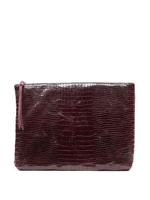 Banana Republic Large Crocodile Print Zip Pouch Size One Size - Burgundy