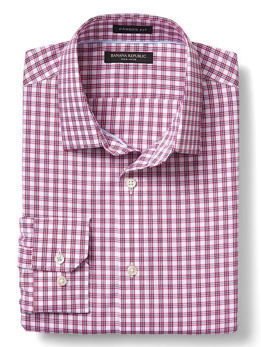 Banana Republic Mens Camden Fit Non Iron Small Multi Check Shirt - Pop Pink