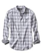 Banana Republic Mens Slim Fit Gingham Luxe Flannel Shirt Size L Tall - Charcoal Gray Heather