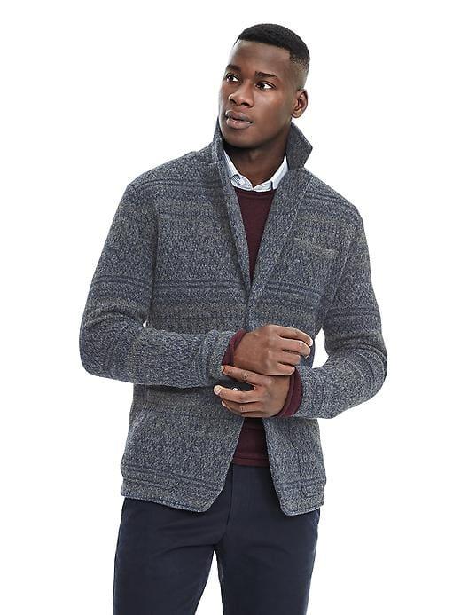 Banana Republic Mens Heritage Striped Blazer - Dark Charcoal Heather