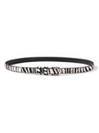 Banana Republic Womens Zebra Print Haircalf Leather Small Trouser Belt Black & White Size S