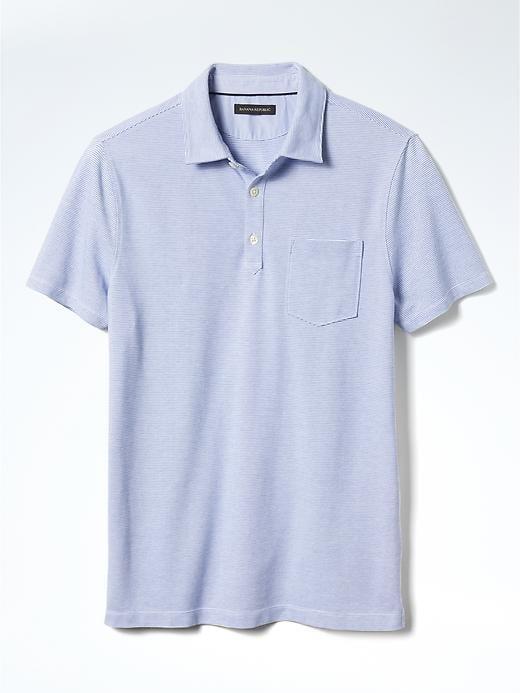 Banana Republic Mens Performance Stripe Pique Polo - White