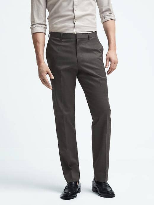 Banana Republic Mens Standard Non Iron Charcoal Pant - Charcoal