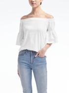 Banana Republic Womens Off The Shoulder Bell Sleeve Top - White
