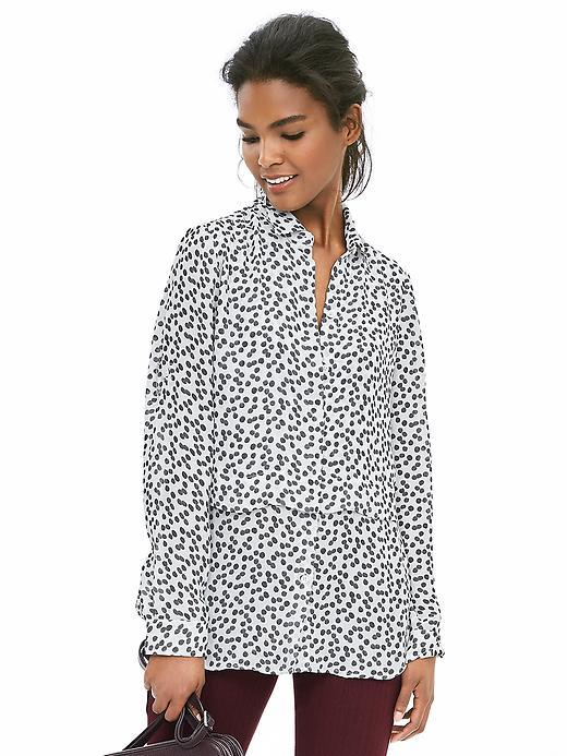 Banana Republic Womens Painterly Dot Blouse Size S - Caribbean Sand