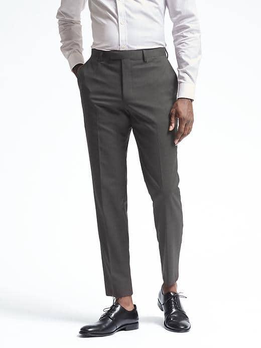 Banana Republic Mens Slim Solid Wool Trouser - Dark Charcoal