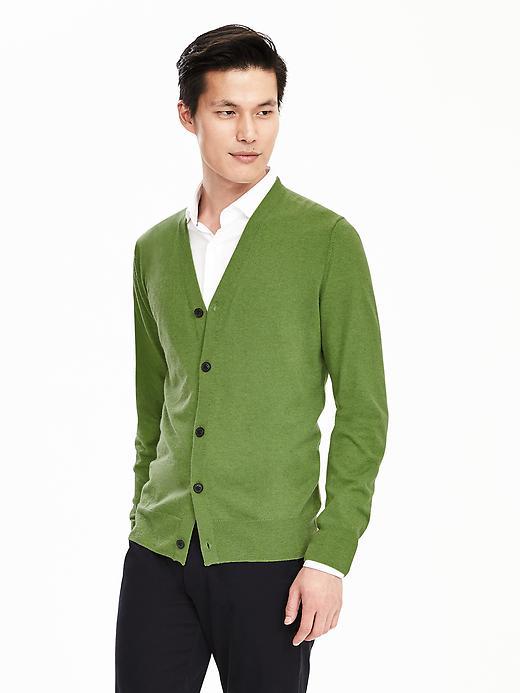 Banana Republic Mens Todd &amp; Duncan Cashmere Cardigan Size L Tall - Foliage Green