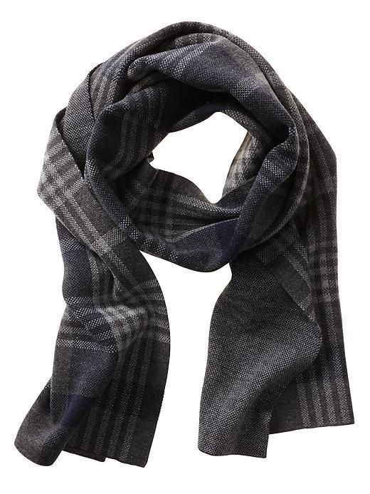 Banana Republic Plaid Extra Fine Merino Wool Scarf - True Navy