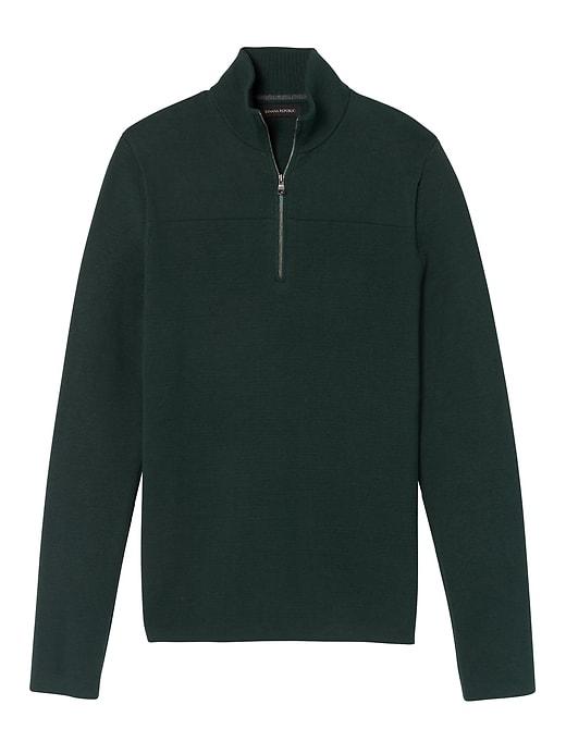 Banana Republic Mens Half-zip Milano-stitch Jacket With Coolmax Technology Dark Jade Size M