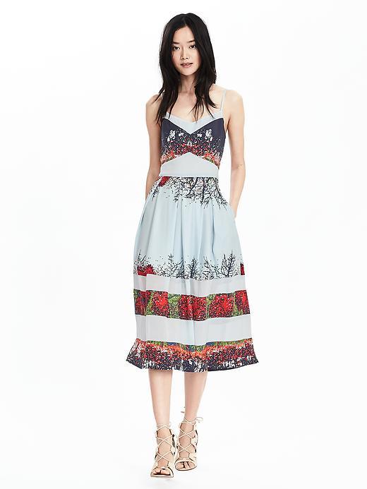 Banana Republic Womens Timo Weiland Collection Tree Print Dress Size 0 - Blue Print