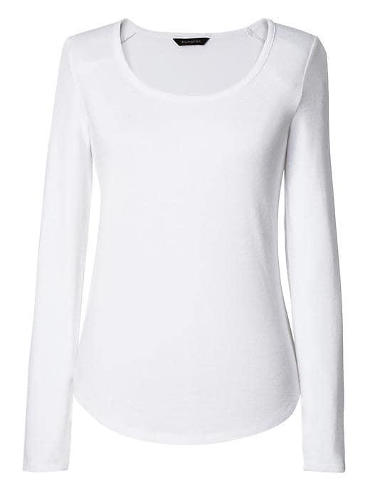 Banana Republic Soft Jersey High Low Curved Hem Tee - White