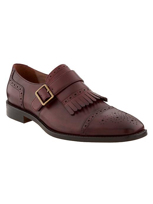 Banana Republic Mens Elijah Italian Leather Kiltie Dress Shoe Size 10 - Burgundy