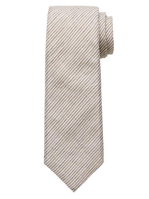 Banana Republic Double Micro Stripe Tie Size One Size - Tan