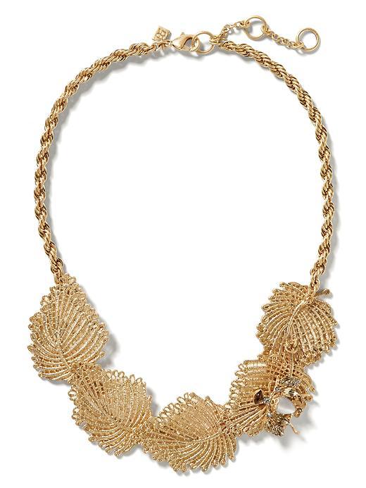 Banana Republic Jeweled Leaf Necklace Size One Size - Gold