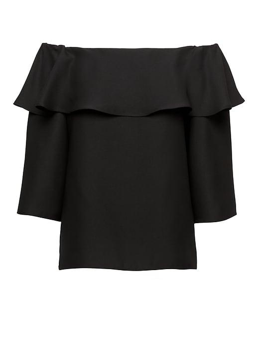 Banana Republic Womens Flounced Off-the-shoulder Top Black Size S