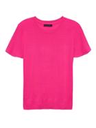 Banana Republic Womens Petite Machine-washable Merino Flutter-sleeve Top Pink Glo Neon Size Xxs