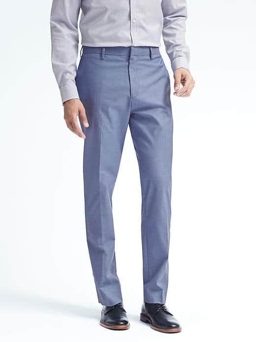 Banana Republic Mens Standard Non Iron Stretch Cotton Pant - Blue