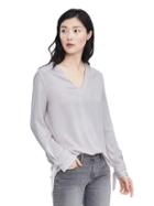 Banana Republic Womens Bow Tie Cuff Blouse - Warm Stone