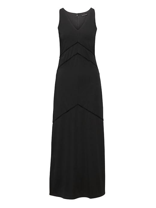 Banana Republic Womens Soft Ponte Maxi Dress With Ladder Lace Black Size 4