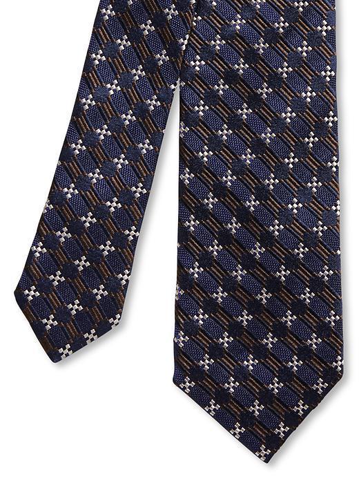 Banana Republic Bold Geo Print Silk Skinny Tie - Navy