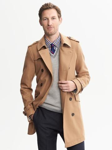 Banana Republic Camel Wool Belted Trench - Camel