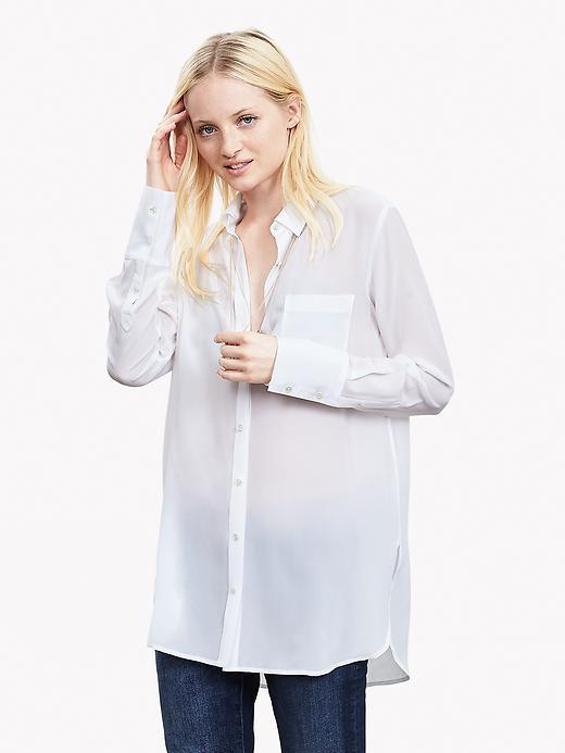 Banana Republic Womens White Silk High/low Blouse Size L - White
