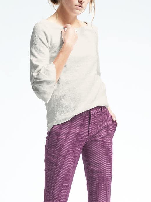 Banana Republic Womens Flutter Sleeve Jacquard Top - Cocoon