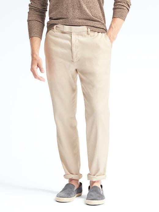 Banana Republic Mens Slim Linen Blend Pant - Transition Cream