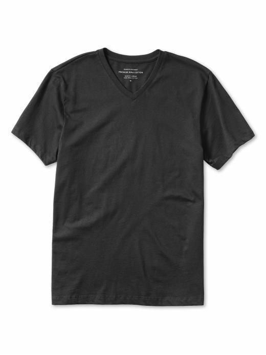 Banana Republic Men's New Pima Cotton V-neck Black Tee Shirt - Black