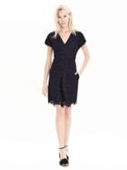 Banana Republic Womens V Neck Lace Dress Size 0 - Navy