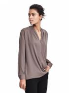 Banana Republic Womens Caitlyn Wrap Shirt Size L - Oyster Grey