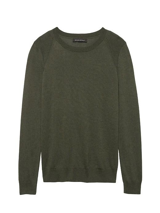 Banana Republic Womens Silk Cotton Crew-neck Sweater Deep Olive Size Xs