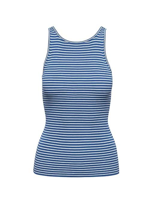 Banana Republic Womens Petite Ribbed V-back Sweater Tank Blue Stripe Size Xxs
